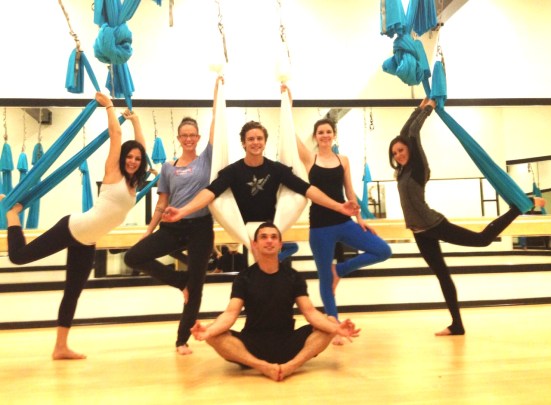 Trying out anti-gravity yoga at our community's newest studio, CoolHotYoga Calabasas!