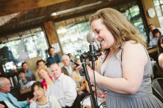 Sweet bridesmaid Elizabeth trying to dictate a list of all our millions of inside jokes. :) 